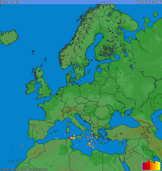 Mapa wyładowań Europa 2025-12-30 12:24:08